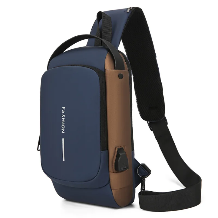 Le Sac à bandoulière de Poitrine Antivol USB – Élégance, Sécurité et Confort pour l’Homme Moderne !