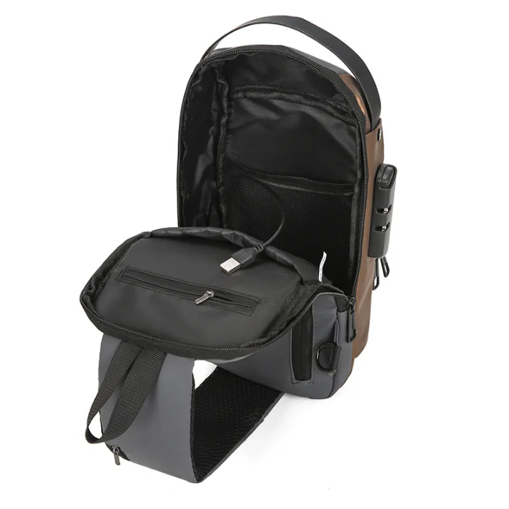 Le Sac à bandoulière de Poitrine Antivol USB – Élégance, Sécurité et Confort pour l’Homme Moderne !