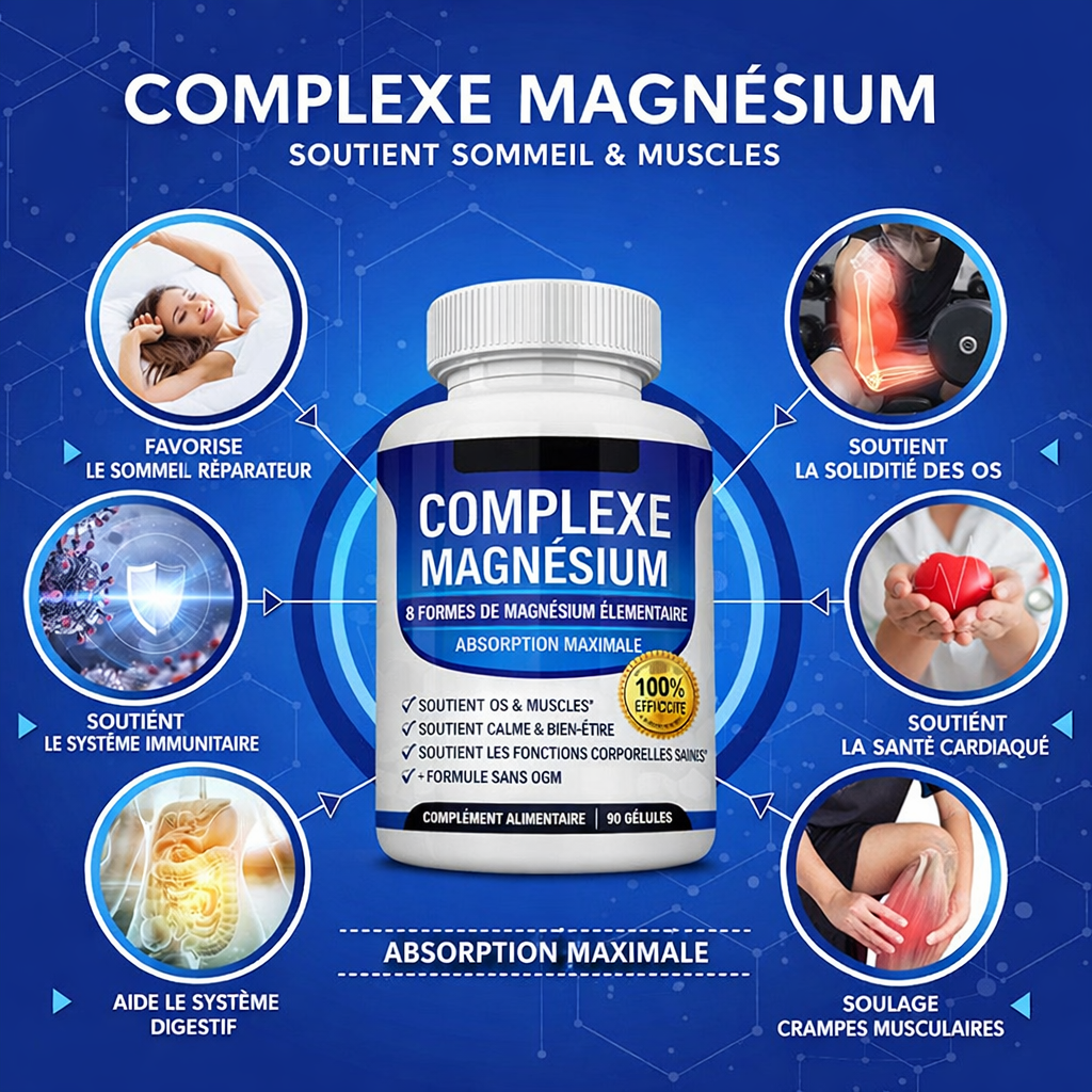 Fatigue, crampes, stress ? Retrouvez votre énergie et dormez enfin paisiblement grâce au Magnésium Complex !