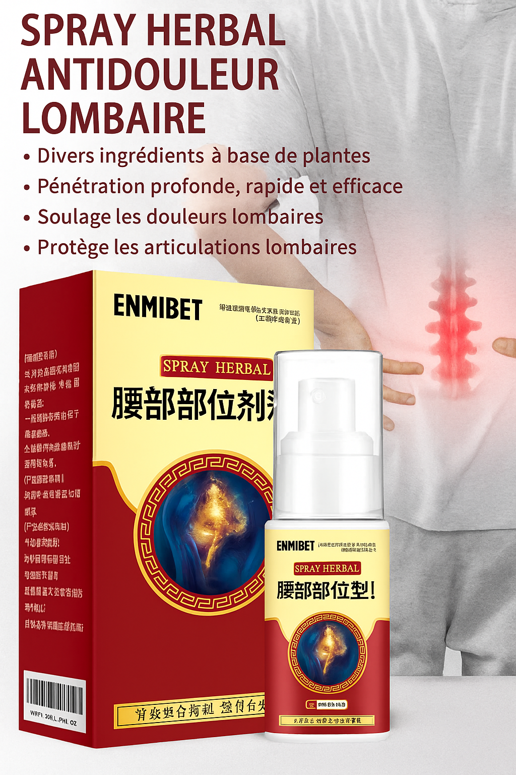"Dites adieu aux douleurs lombaires et musculaires avec le Spray Anti-Douleur miracle 🌿💪"